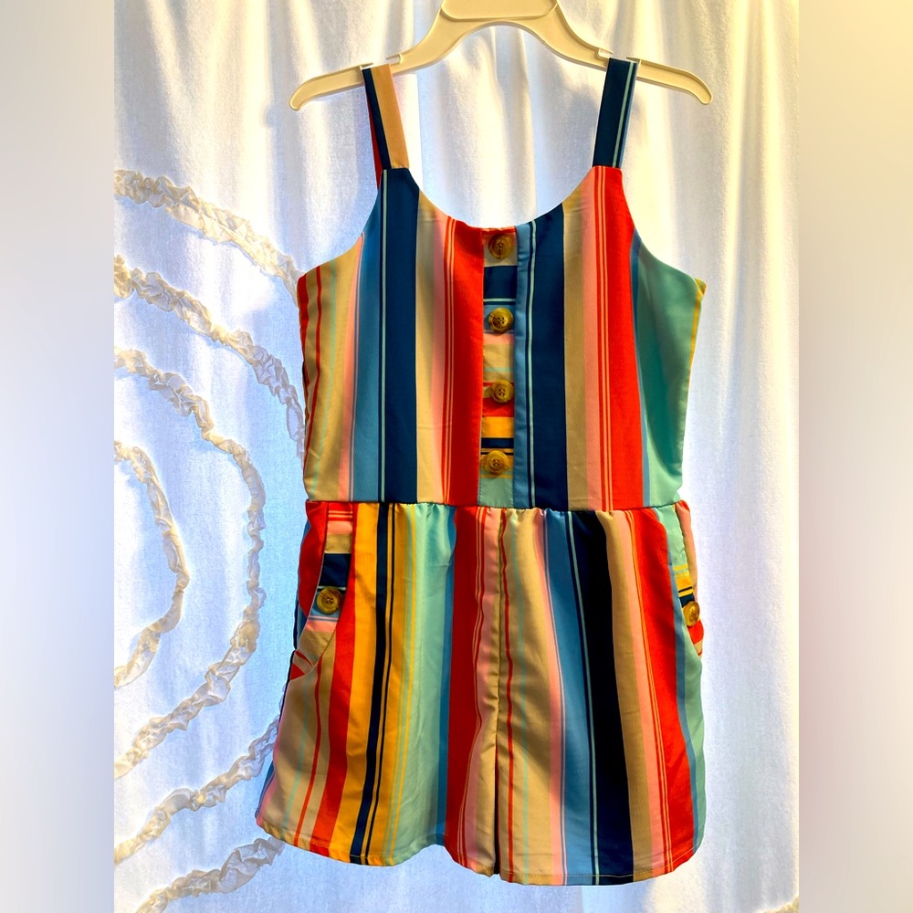 NWT- Truly Me Girls striped tank top-romper!